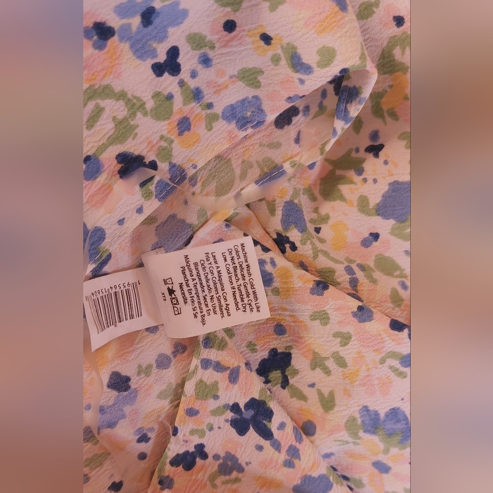 Colorful Floral Size OS Open-Front Kimono Cover-Up Poncho Flowy Drapy Boho - Picture 9 of 12